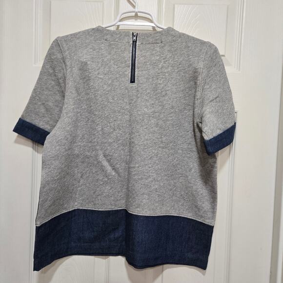 AG Adriano Goldschmied Contrast Denim Top XS Gray - Picture 7 of 7